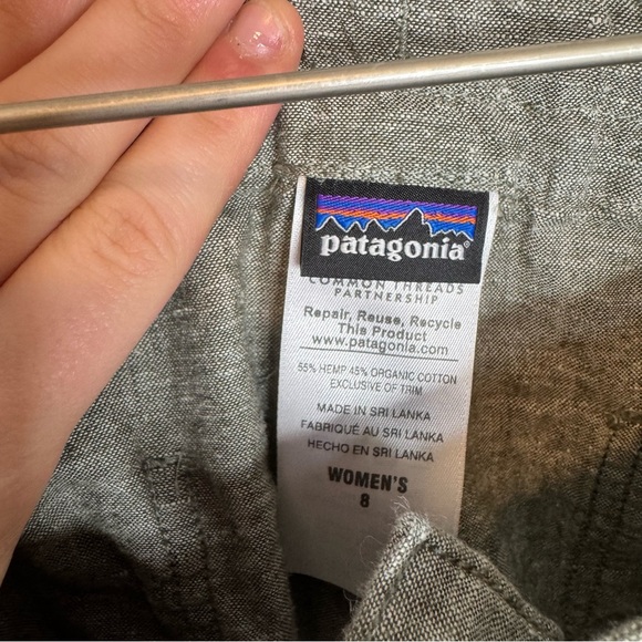 Patagonia Hemp Organic Cotton Green Drawstring Shorts Size 8 - Picture 3 of 4